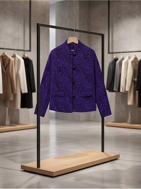 TanJay Purple Patterned Button-Front Blazer